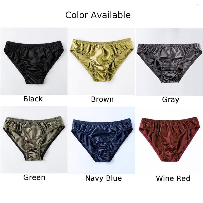 Underpants Silk Panties Man Smooth Underwear Comfortable Satin Soft Briefs Breathable Solid Lingerie Knicker