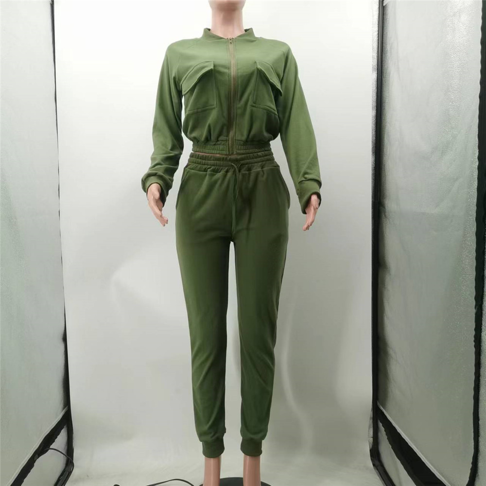 Fall Winter Tracksuits Women Two Piece Sets Long Sleeve Sweatsuits Short Jacket and SweatPants 2pcs Casual Solid Sportswear Outdoor Jogger suits 8719