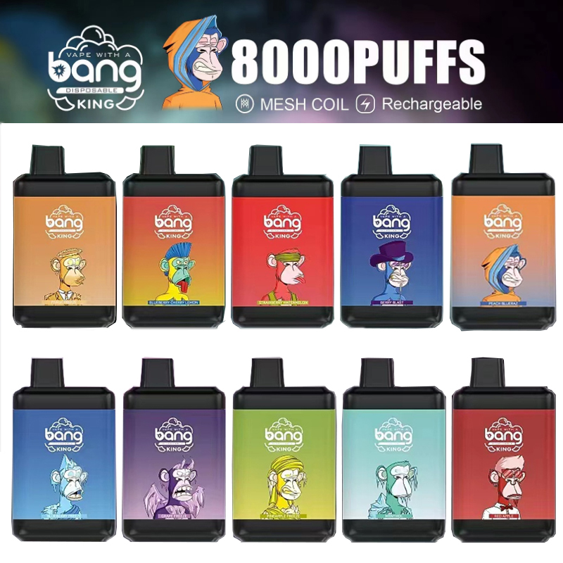 Authentic Bang Bar 8000 King disposable vape pen 8000 puffs Device E cigarette 650mah 15ml per-filled cartridges pod Mesh Coil 10 Flavors Vaporizers with Lanyard 0%-5%
Authentic Bang Bar 8000 King disposable vape pen 8000 puffs Device E cigarette 650mah 15ml per-filled cartridges pod Mesh Coil 10 Flavors Vaporizers with Lanyard 0%-5%