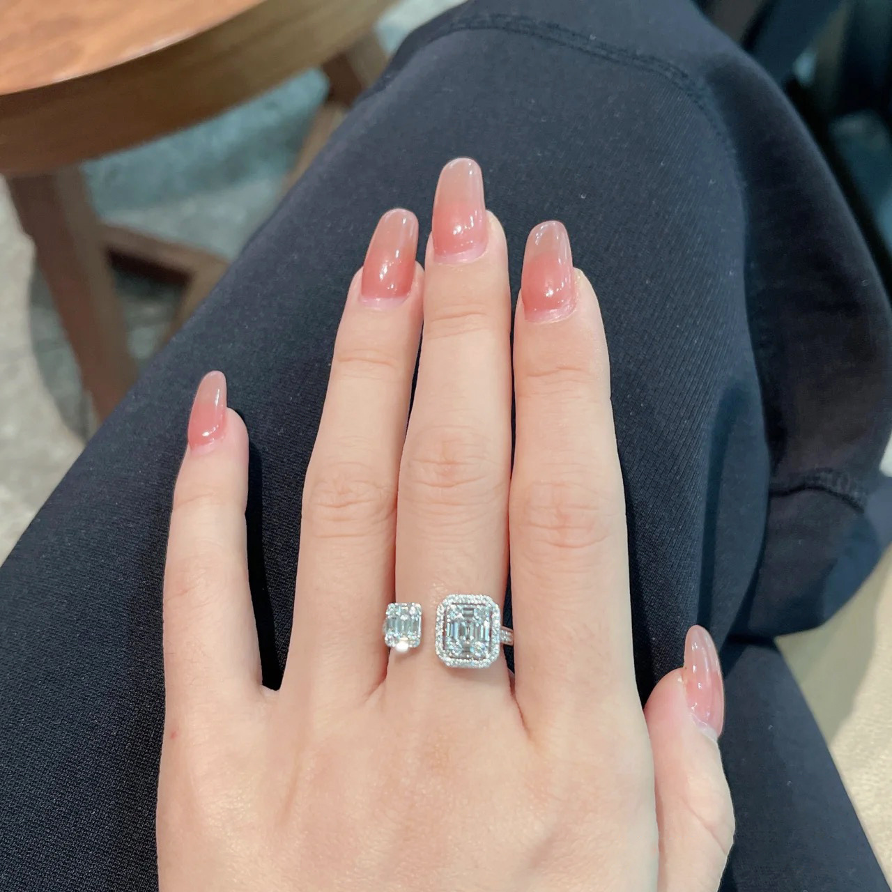 Choucong Ins Top Sell Wedding Rings Luxury Jewelry 925 Sterling Silver Princess Cut White Topaz CZ Diamond Gemstones Party Women Open Adjustable Ring 
