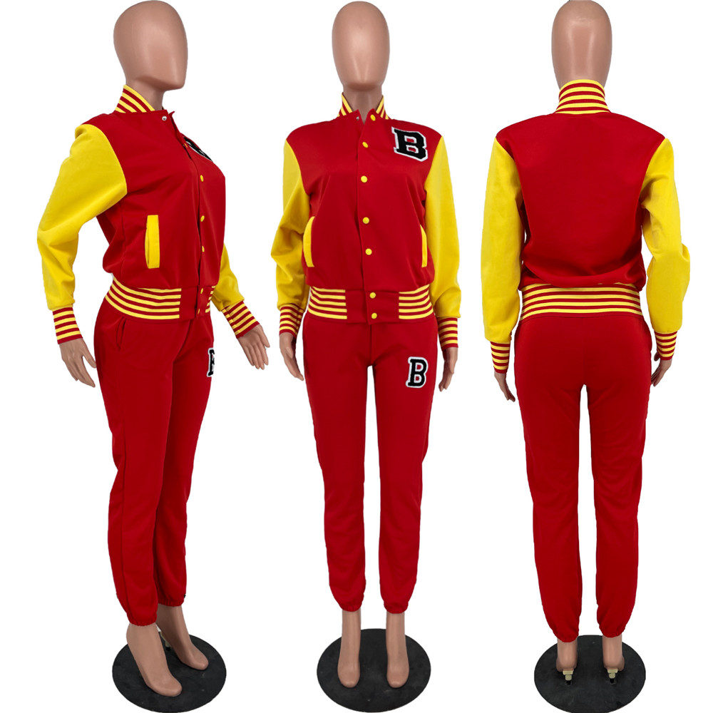 Wholesale Tracksuits Women Fall Winter Sweatsuits Long Sleeve Baseball Uniform Outfits Two 2 Piece Sets Matching Sportswear Jogger Suits Clothing 8749