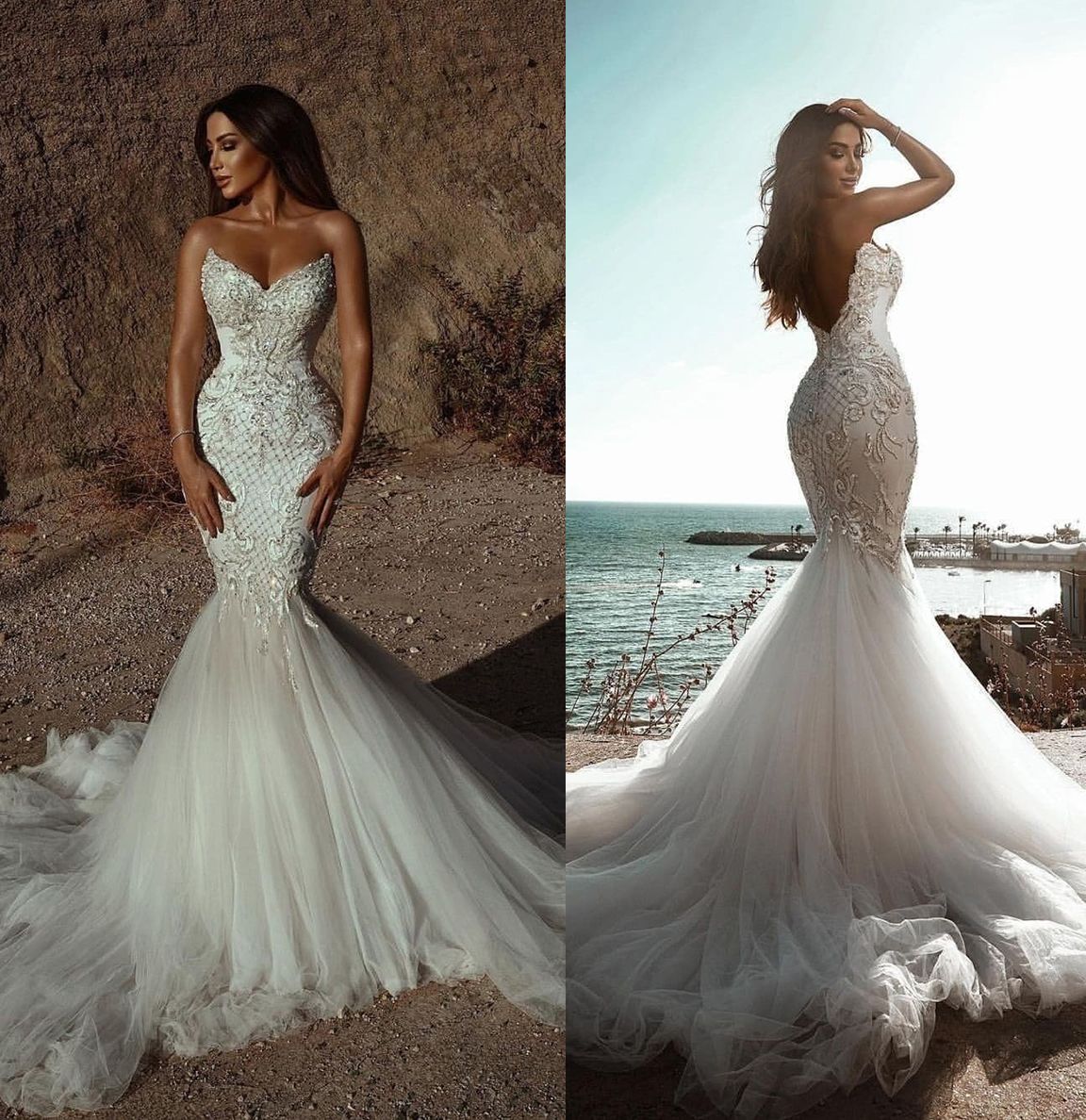 Fairy Sweetheart Mermaid Wedding Dresses Lace Appliques Bridal Gown Custom Made Crystals Sleeveless Wedding Gowns, Royal blue
Fairy Sweetheart Mermaid Wedding Dresses Lace Appliques Bridal Gown Custom Made Crystals Sleeveless Wedding Gowns, Royal blue