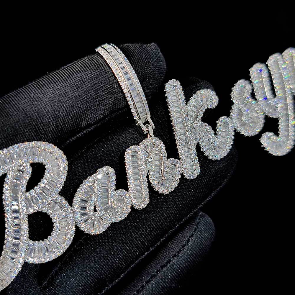 A-Z Custom Art Letters Name Pendant Necklace T Cubic Zircon Hip Hop Real Gold Plated Jewelry