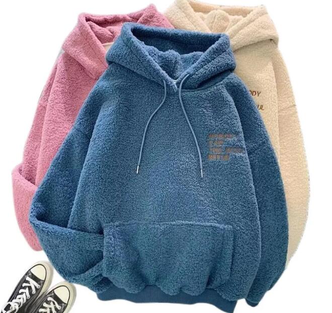 Women's Hoodies Autumn Winter Coat Sweet Hooded Print Harajuku Loose Pocket Hoodies Fleece Flannel Pullover Female Sweatshirt