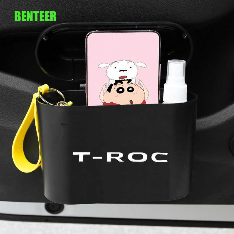 Plastic Car Storage Box Trash Can For TROC T-ROC Auto Accessories
