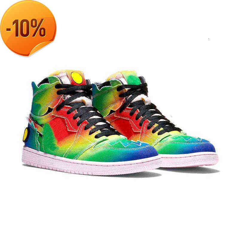 OG Shoes J Balvin x jumpman 1 high og basketball 1s Colores Y Vibras Tie dye Multi-Color Rainbow trainers sneakers 1th.