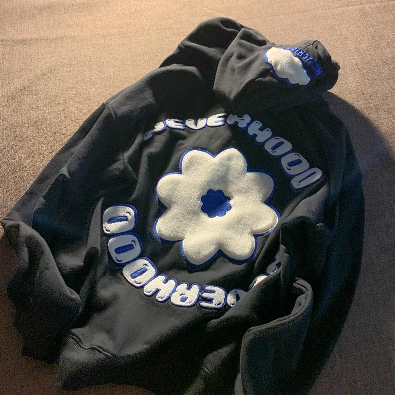 Women Hip Hop Streetwear Zip-up Hoodie Y2k Flowers Korean Version Sweatshirt Autumn Harajuku Kawaii Punk Top Outwear Jacket