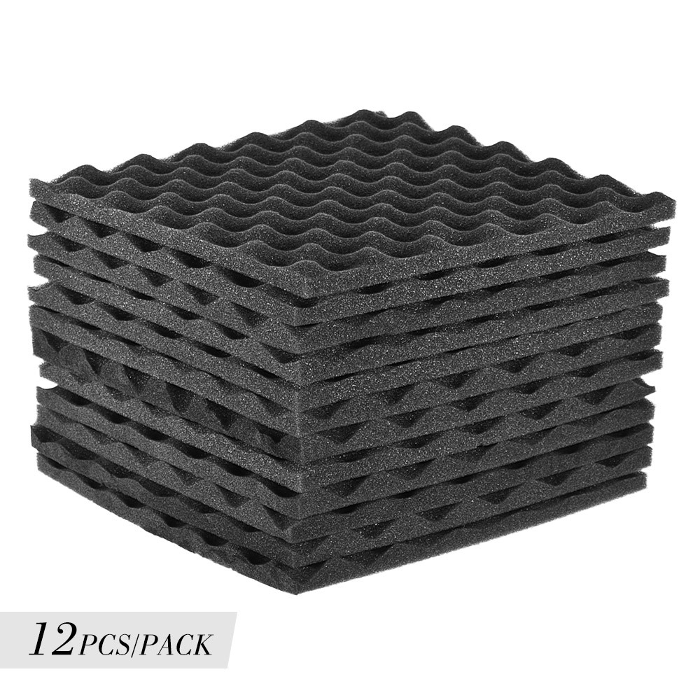 12pcs/set Soundproofing Foam Studio Acoustic Foams Panels Wedges 30x30cm Soundproof Absorption Treatment Panel for Offices Recording Studios