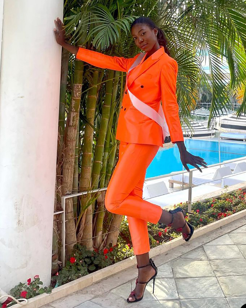 Summer Orange Women Blazer Suits Street Power Custom Made Evening Party Formal Birthday Wear 2 Pieces