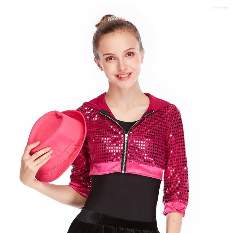 Hip Hop Crop Top Sequin Hoodies For Kids Unisex Half Sleeves Cardigan | Jazz Jacket Coat