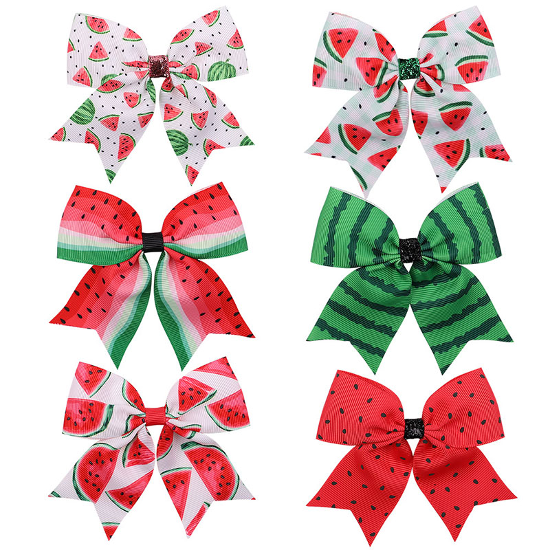 Baby Girls Grosgrain Ribbon Hairpins Barrettes 6 Colors Watermelon Printed Bows Hair Clips Hair Accessories Kids Gifts M4265