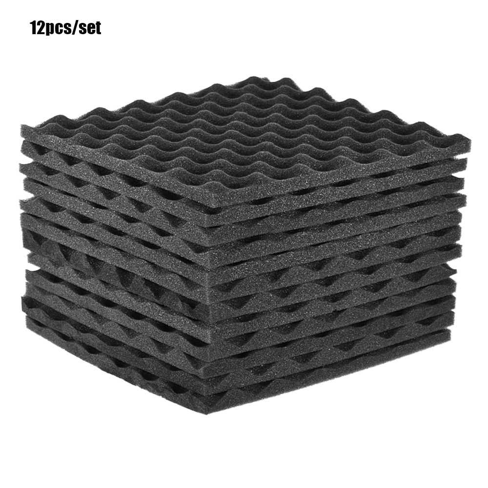12pcs/set Soundproofing Foam Studio Acoustic Foams Panels Wedges 30x30cm Soundproof Absorption Treatment Panel for Offices Recording Studios