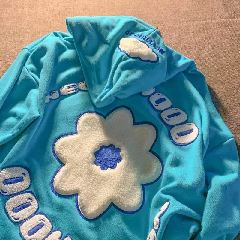 Women Hip Hop Streetwear Zip-up Hoodie Y2k Flowers Korean Version Sweatshirt Autumn Harajuku Kawaii Punk Top Outwear Jacket