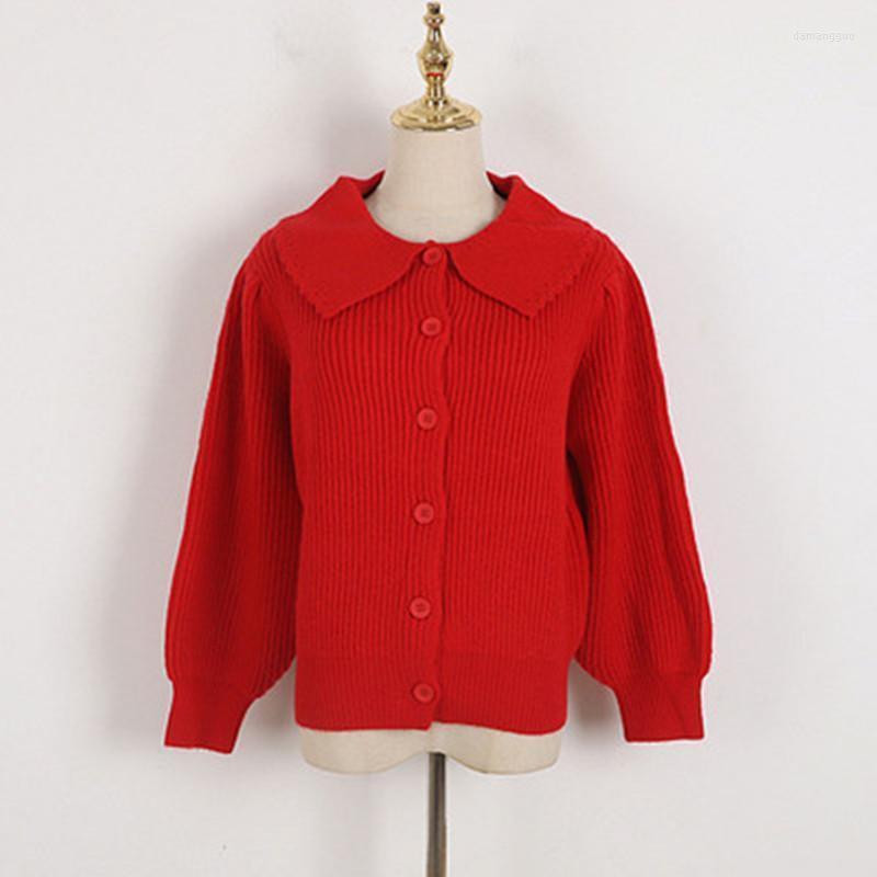 Women' Sweaters Women' Baby Collar Hook Edge Red Sweater Autumn Winter Korean Loose Bubble Lantern Sleeve Single Breasted, Picture shown
Women' Sweaters Women' Baby Collar Hook Edge Red Sweater Autumn Winter Korean Loose Bubble Lantern Sleeve Single Breasted, Picture shown