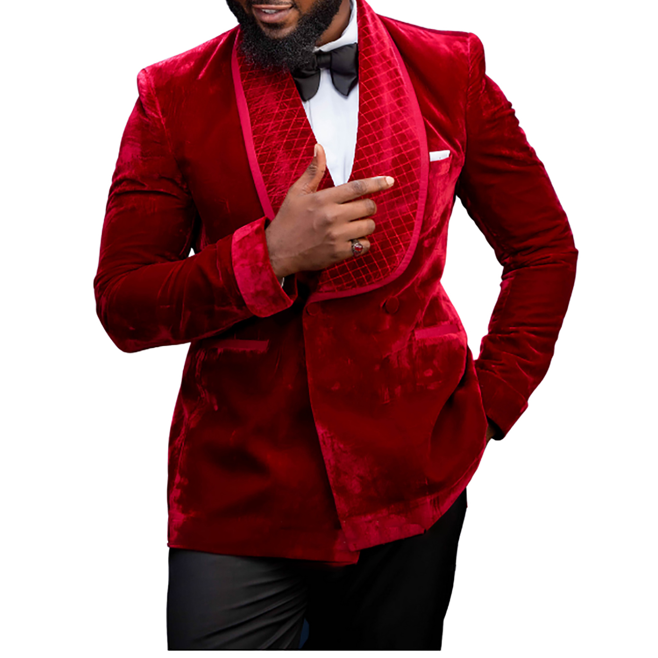 Red Velvet Men Wedding Tuxedos One Piece Shawl Lapel Birthday Party Man Outfits Wedding Sets Double Breasted