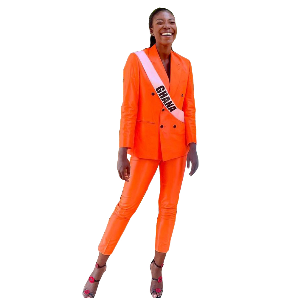 Summer Orange Women Blazer Suits Street Power Custom Made Evening Party Formal Birthday Wear 2 Pieces