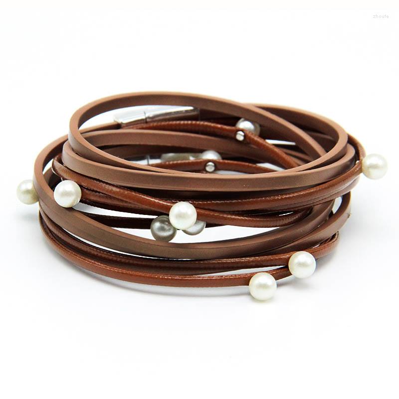 Charm Bracelets Genuine Leather Charms Bracelet Bangle Magnet Buckle Brown Fashion For Women SZ0515a
Charm Bracelets Genuine Leather Charms Bracelet Bangle Magnet Buckle Brown Fashion For Women SZ0515a