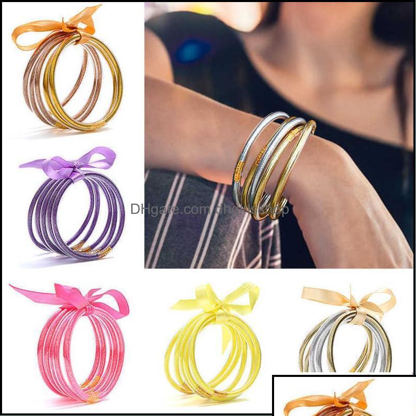 Bangle Bracelets Jewelry All Weather Glitter Filled Stardust Sile Circle Women Bowknot Jelly Bangles Bracelet Femme 5 Pcs/Set Oto6L
Bangle Bracelets Jewelry All Weather Glitter Filled Stardust Sile Circle Women Bowknot Jelly Bangles Bracelet Femme 5 Pcs/Set Oto6L