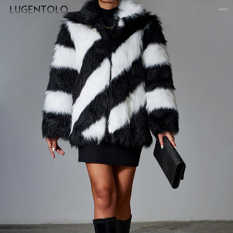 Women's Fur Fashion Faux Women Lapel Autumn Winter Long Sleeve Casaul Coat Female Black White Stripe Street Trend Coats Lugentolo, Photo
Women's Fur Fashion Faux Women Lapel Autumn Winter Long Sleeve Casaul Coat Female Black White Stripe Street Trend Coats Lugentolo, Photo
