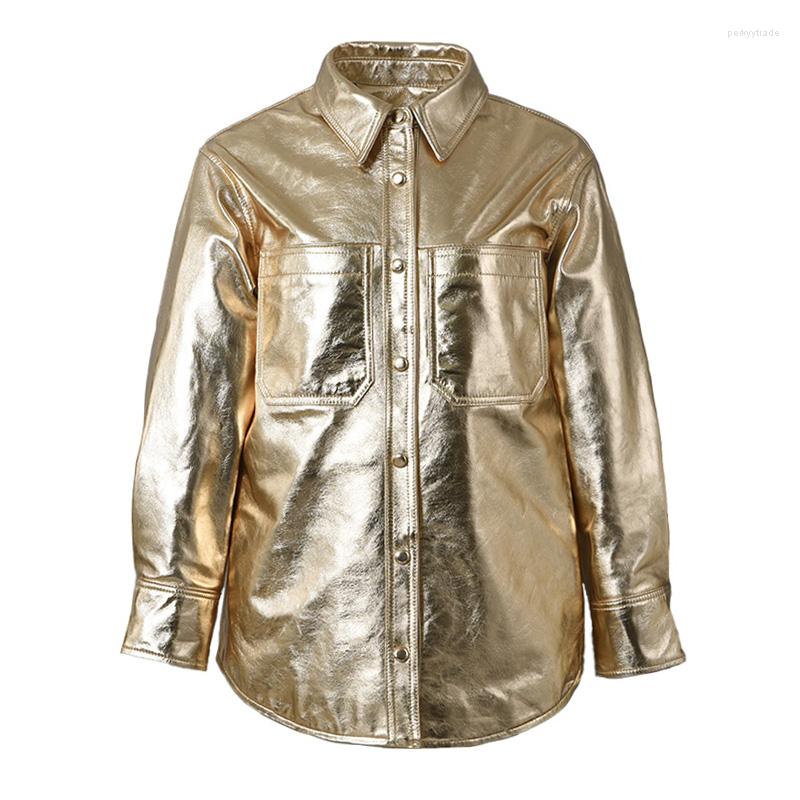 Women's Leather Women Genuine Jackets Gold Silver Color 2022 Style Lady Oversize Long Coats Turn Down Collar S4416, Beige
Women's Leather Women Genuine Jackets Gold Silver Color 2022 Style Lady Oversize Long Coats Turn Down Collar S4416, Beige