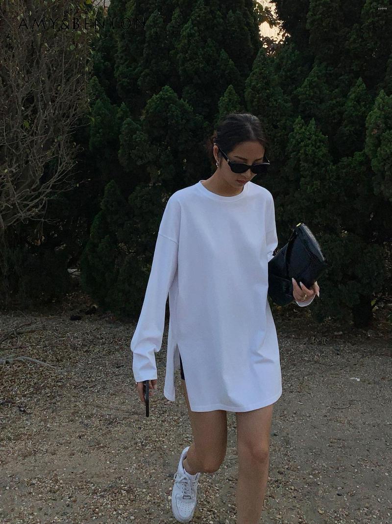 Women' T Shirts Solid Color Loose Long-Sleeved T-shirt Women' Spring Autumn Split Design Mid-Length Top Outer Wear Casual Shirt, Black
Women' T Shirts Solid Color Loose Long-Sleeved T-shirt Women' Spring Autumn Split Design Mid-Length Top Outer Wear Casual Shirt, Black