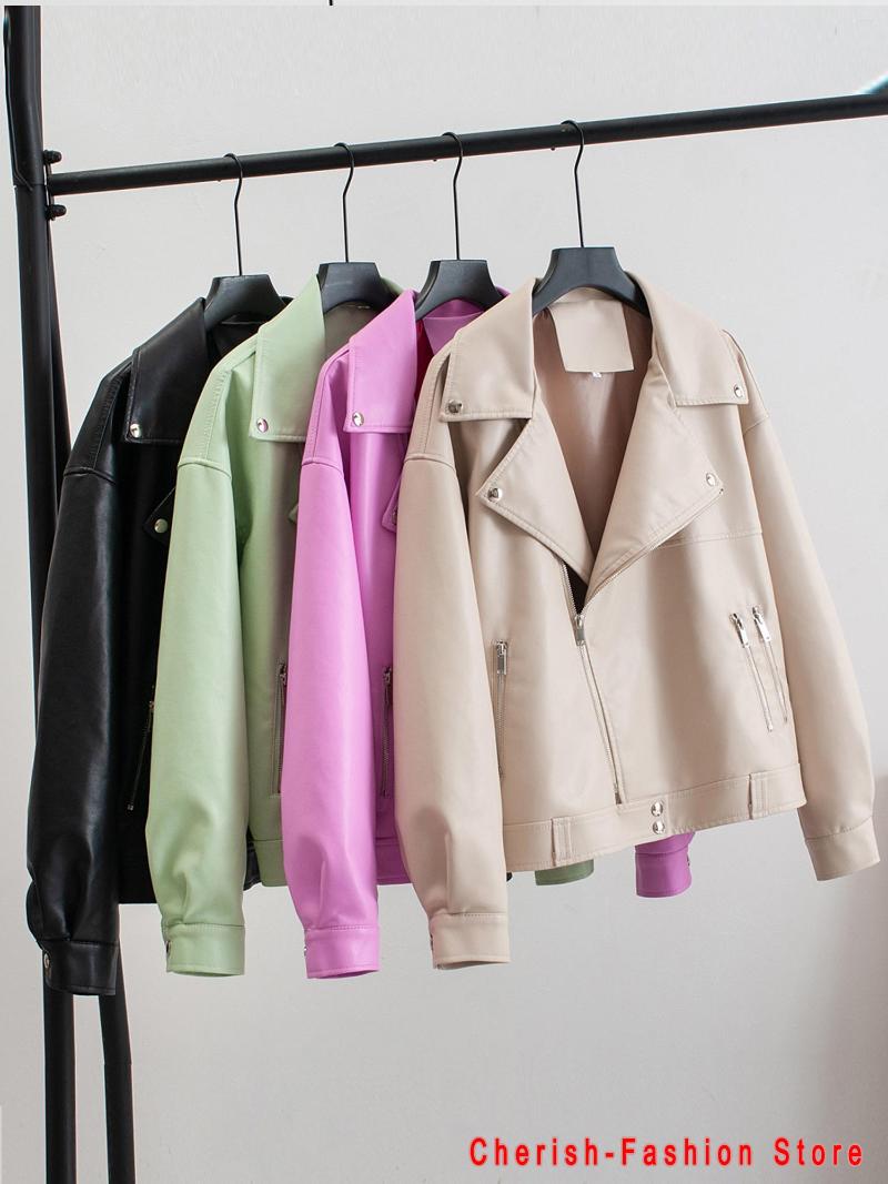 Women' Leather Autumn Women Loose Jackets Turndown Collar Rivet Epaulet Zipper Biker Overcoat Female Faux Soft Outwear 4 Color, L2253 black
Women' Leather Autumn Women Loose Jackets Turndown Collar Rivet Epaulet Zipper Biker Overcoat Female Faux Soft Outwear 4 Color, L2253 black