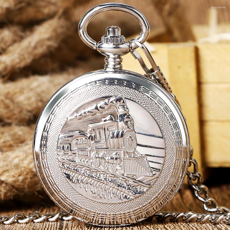 Pocket Watches Fashion Silver Train Theme Mechanical Double Open Cover Hand-winding Pendant Watch Roman Number White Dial
Pocket Watches Fashion Silver Train Theme Mechanical Double Open Cover Hand-winding Pendant Watch Roman Number White Dial