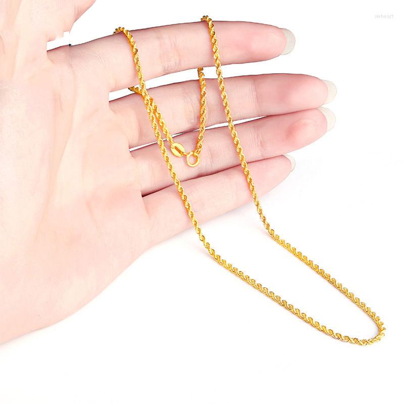 

Chains Real 18K Solid Gold Rope Chain Necklace Women 16" 18"20''D 18KT PURE 1.7mm Spring Clasp Mother Gift