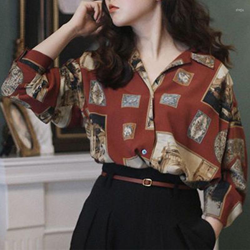 Women' Blouses Ladies Retro Fashion Printing Chiffon Loose Turn-down Collar Long Sleeve Shirts Autumn Trend Buttons Blouse Women' Top, Photo color
Women' Blouses Ladies Retro Fashion Printing Chiffon Loose Turn-down Collar Long Sleeve Shirts Autumn Trend Buttons Blouse Women' Top, Photo color