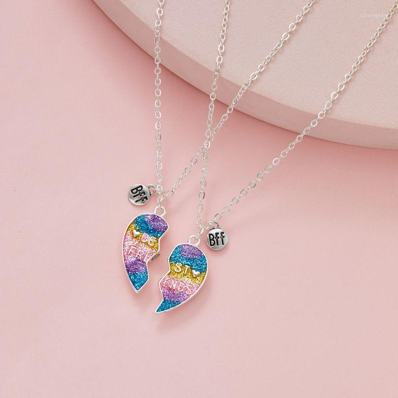 Pendant Necklaces 100set/Lot Fashion BFF Friends Necklace Gradient Drop Oil Children's Splicing Heart Set Jewelry
Pendant Necklaces 100set/Lot Fashion BFF Friends Necklace Gradient Drop Oil Children's Splicing Heart Set Jewelry