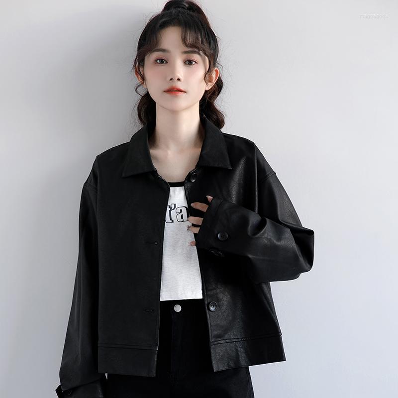 Women' Leather 2022 Autumn Casual Jacket Female Loose PU Student Motorcycle Short Vintage Coats, Black
Women' Leather 2022 Autumn Casual Jacket Female Loose PU Student Motorcycle Short Vintage Coats, Black