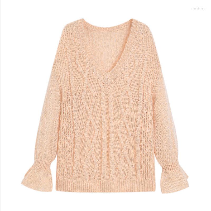 Women's Knits Autumn And Winter Ladies Solid Color Base Korean Version Pullover V-neck Loose Sweater Knitwear Hollow Mohair, Pink
Women's Knits Autumn And Winter Ladies Solid Color Base Korean Version Pullover V-neck Loose Sweater Knitwear Hollow Mohair, Pink