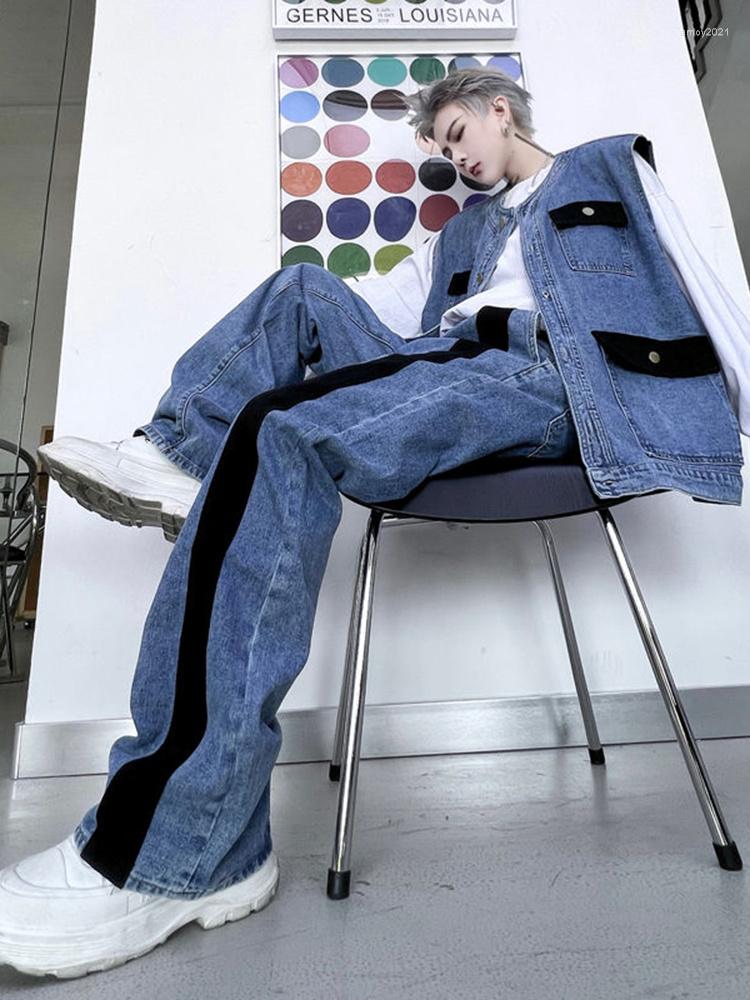 Men's Tracksuits Patchwork Autumn Men Set Contrast Color Denim Vest Pants Loose 2023 Sleeveless Wide Leg Casual Male Round Neck 2A6260, As shown in figure
Men's Tracksuits Patchwork Autumn Men Set Contrast Color Denim Vest Pants Loose 2023 Sleeveless Wide Leg Casual Male Round Neck 2A6260, As shown in figure