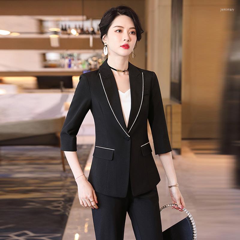 Women's Two Piece Pants Korean Spring And Summer Yellow Office Suit Business Two-piece Set Women's Jacket Work, Black coat pants
Women's Two Piece Pants Korean Spring And Summer Yellow Office Suit Business Two-piece Set Women's Jacket Work, Black coat pants
