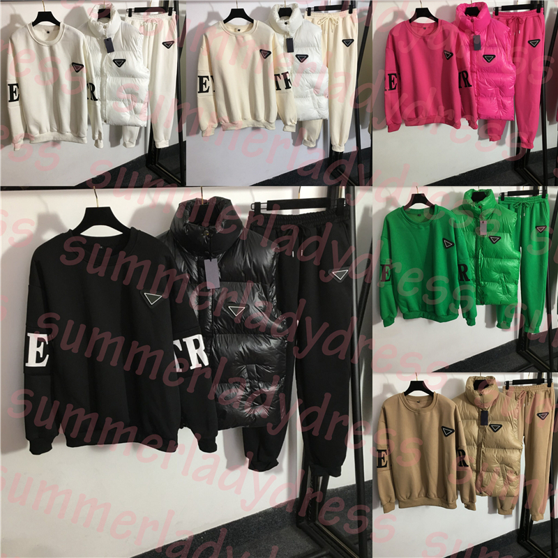 Autumn Tracksuits 3pcs Set Women Down Vest Letter Print Plush Pullover Top Designer Sport Sweatpants, Black
Autumn Tracksuits 3pcs Set Women Down Vest Letter Print Plush Pullover Top Designer Sport Sweatpants, Black