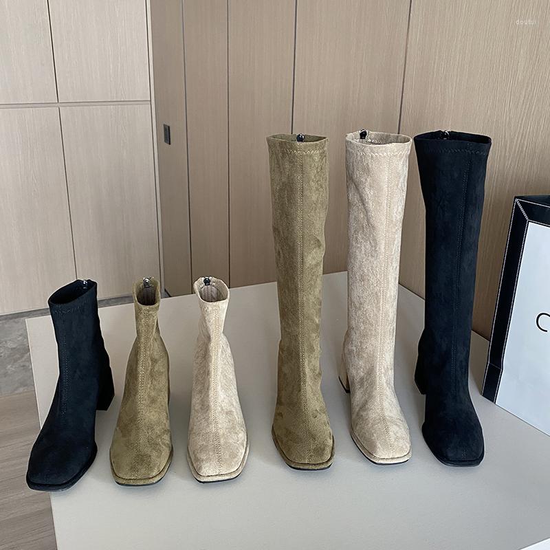 Boots Round Toe Women Knee High Flock Stretch Shoes Sock Square Heels Back Zipper Elastic Band Fashion Dress 39, Black
Boots Round Toe Women Knee High Flock Stretch Shoes Sock Square Heels Back Zipper Elastic Band Fashion Dress 39, Black
