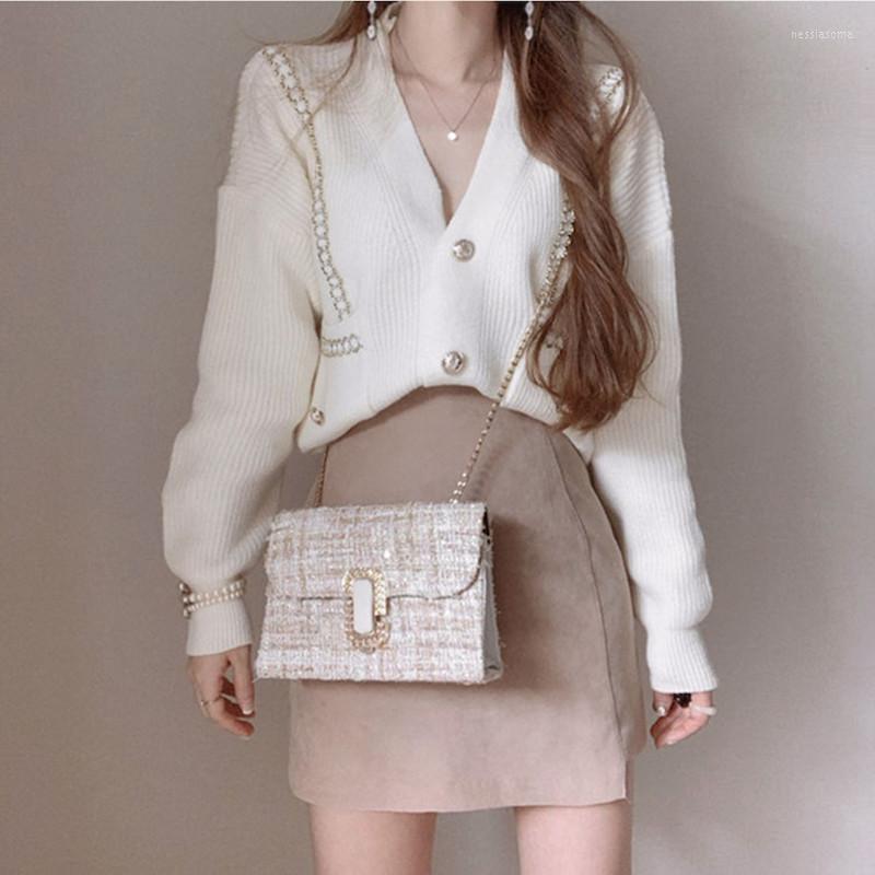 Women's Jackets Autumn Small Fragrance Style V-Neck Knitted Cardigan Sweater Coat Loose Long Sleeved Single-Breasted Patchwork Women, White
Women's Jackets Autumn Small Fragrance Style V-Neck Knitted Cardigan Sweater Coat Loose Long Sleeved Single-Breasted Patchwork Women, White