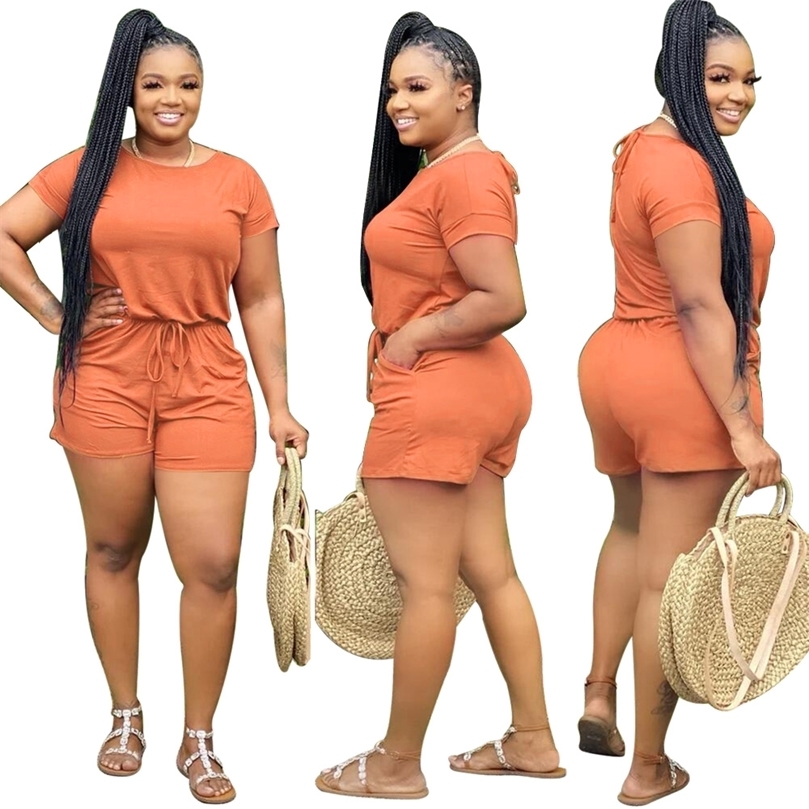 Women Short Jumpsuits Rompers Fitness Lace Up Playsuits Short Sleeve O Neck Sexy Night Club Party Outfits GL8904 T200808