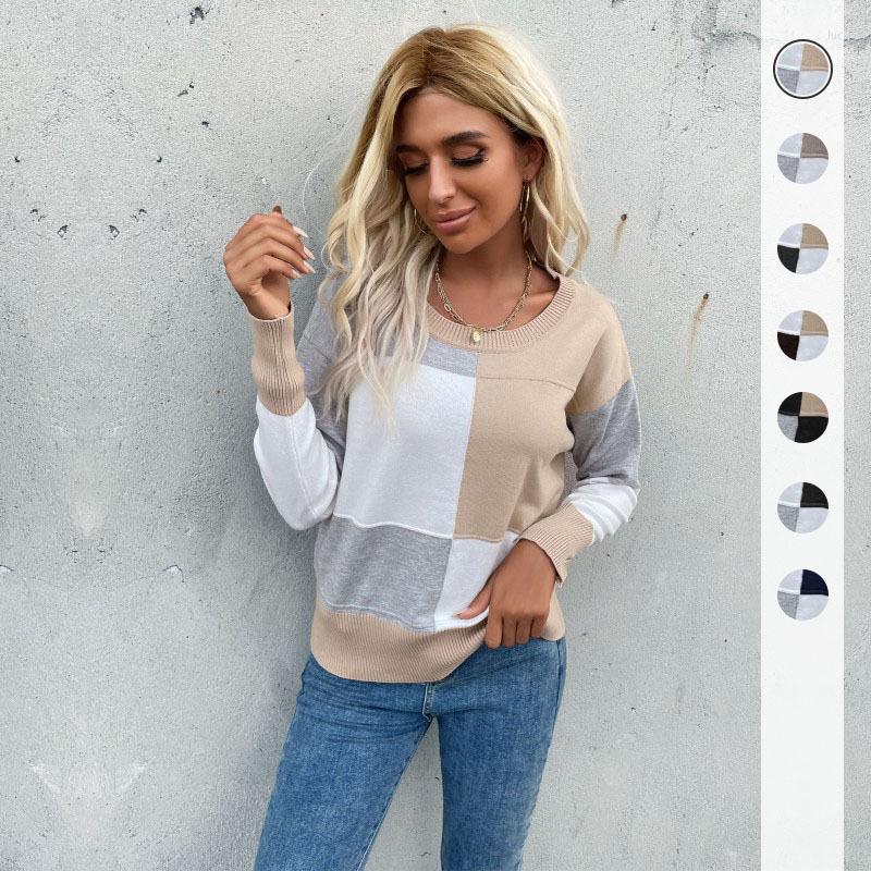 Women' Sweaters 2022 Early Autumn European And American Pullover Round Neck Stitching Long Sleeve Knitted Sweater For Women
Women' Sweaters 2022 Early Autumn European And American Pullover Round Neck Stitching Long Sleeve Knitted Sweater For Women