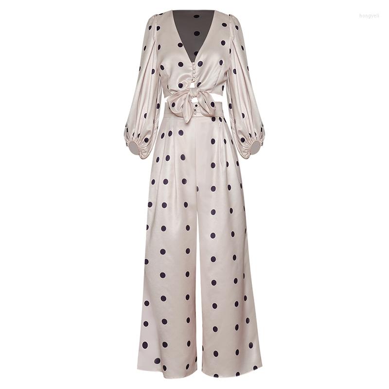Women' Two Piece Pants Latest 2022 High-quality Designer Runway Suit Set Women' V-Neck Lantern Sleeve Bow Short Top Long Dot Print, Picture shown
Women' Two Piece Pants Latest 2022 High-quality Designer Runway Suit Set Women' V-Neck Lantern Sleeve Bow Short Top Long Dot Print, Picture shown