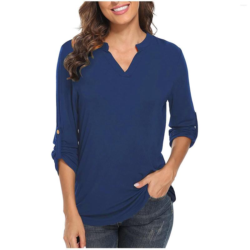 Women' Blouses Autumn Elegant V-neck Chiffon Blouse Womens Soild Long Sleeve Shirts 3/4 Roll Tunic Tops Camisas Femme, Blue
Women' Blouses Autumn Elegant V-neck Chiffon Blouse Womens Soild Long Sleeve Shirts 3/4 Roll Tunic Tops Camisas Femme, Blue