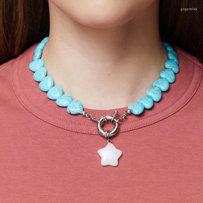Choker Christmas Gift Girl Women Trendy Party Boho Jewelry Heart Turquoise Necklace Natural Stone Star Pendant Necklaces
Choker Christmas Gift Girl Women Trendy Party Boho Jewelry Heart Turquoise Necklace Natural Stone Star Pendant Necklaces