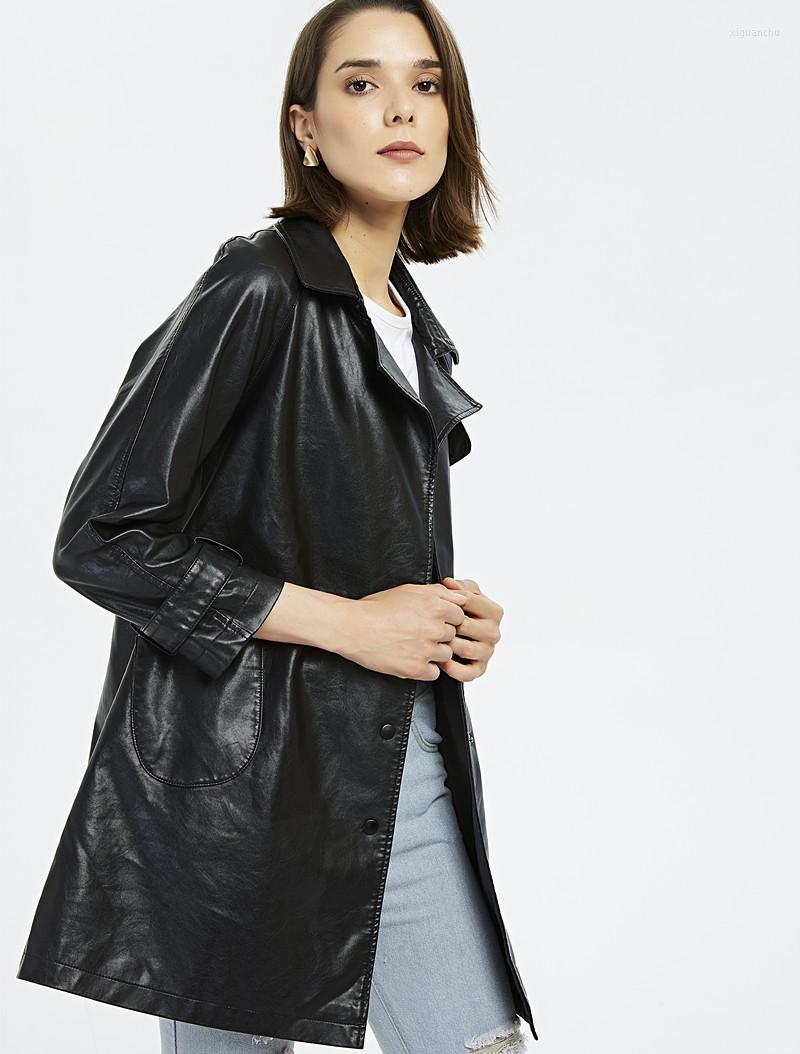 Women' Leather Women Modis Slim Singer Button Long Female Jacket High Quality PU Motorcycle Autumn Winter Outerwear Black Coat
Women' Leather Women Modis Slim Singer Button Long Female Jacket High Quality PU Motorcycle Autumn Winter Outerwear Black Coat