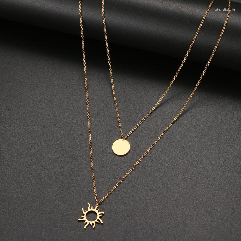 Pendant Necklaces 2022 Stainless Steel Sun Wafer Layered Models Necklace For Women Fashionable Exquisite Chain Party Friend Jewelry
Pendant Necklaces 2022 Stainless Steel Sun Wafer Layered Models Necklace For Women Fashionable Exquisite Chain Party Friend Jewelry