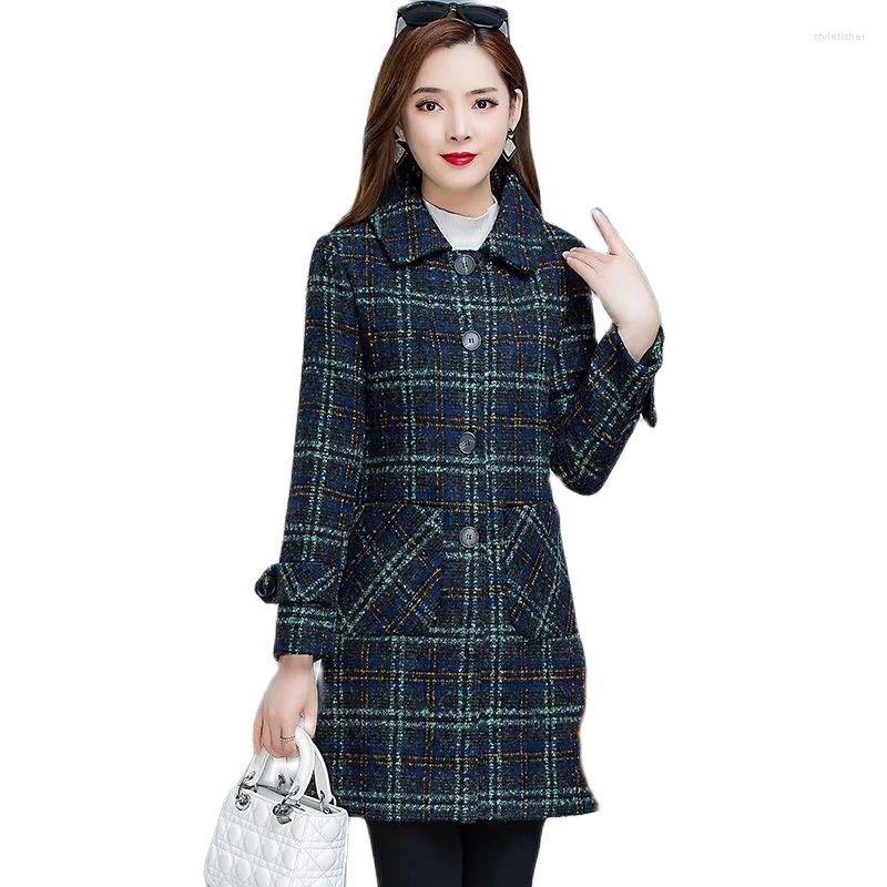 Women's Wool Woolen Coat Mother Autumn Winter Splicing Lattice Mid-Length Single-Breasted High-End The Female Slim Add Cotton Jacket, Green grid
Women's Wool Woolen Coat Mother Autumn Winter Splicing Lattice Mid-Length Single-Breasted High-End The Female Slim Add Cotton Jacket, Green grid