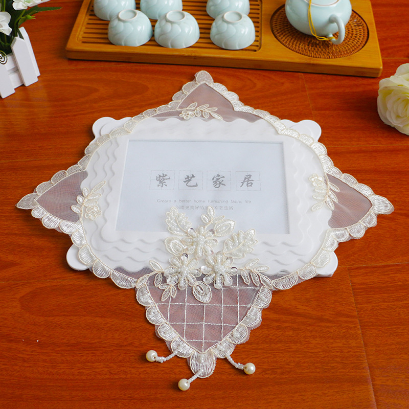 Retro Lace Place Mats French Crochet Doilies Handmade Embroidered Table Mats Christmas Wedding Home Kitchen Decor
