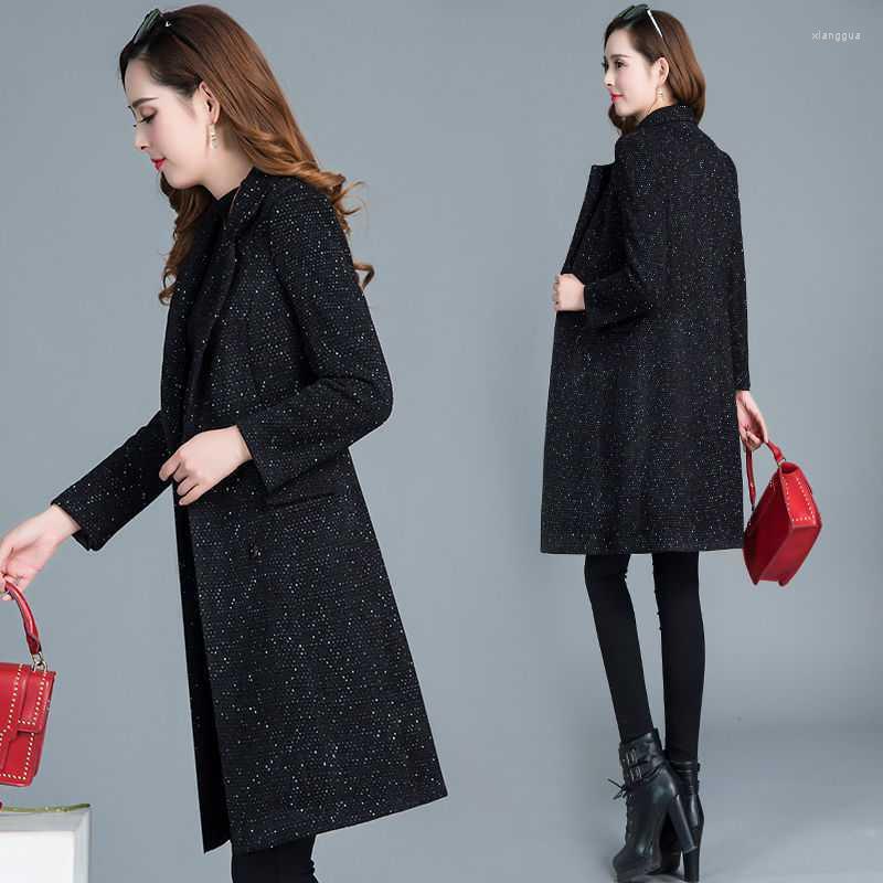 Women's Wool Fashion Women Woolen Jacket Autumn Winter 2022 Slim Middle Aged Pocket Mid Long Thick Warm Coat Female Outwear R1614, Black 2
Women's Wool Fashion Women Woolen Jacket Autumn Winter 2022 Slim Middle Aged Pocket Mid Long Thick Warm Coat Female Outwear R1614, Black 2