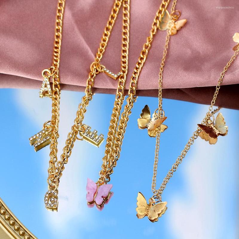 Chains JJFOUCS Punk Multi Layered Metal Butterfly Choker Necklace For Women Cute Angel Crystal Letter Pendant Collar Jewelry
Chains JJFOUCS Punk Multi Layered Metal Butterfly Choker Necklace For Women Cute Angel Crystal Letter Pendant Collar Jewelry