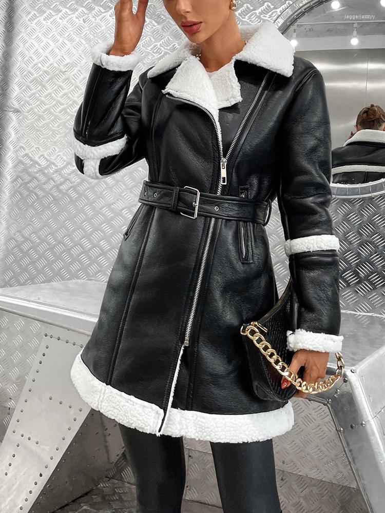 Women' Leather Autumn Winter Coat Women Pu Faux Soft Long Jacket With Belt Streetwear Female Black White Sheepskin Outwear
Women' Leather Autumn Winter Coat Women Pu Faux Soft Long Jacket With Belt Streetwear Female Black White Sheepskin Outwear