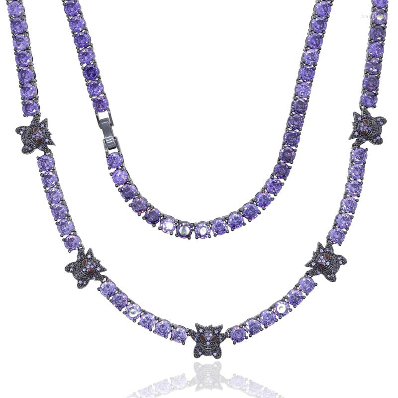 Chains Iced Out Bling Cubic Zirconia Tennis Chain Full Paved Purple Cz Ghost Charm Black Gold Color Classic Cool Hip Hop Men Jewelry
Chains Iced Out Bling Cubic Zirconia Tennis Chain Full Paved Purple Cz Ghost Charm Black Gold Color Classic Cool Hip Hop Men Jewelry
